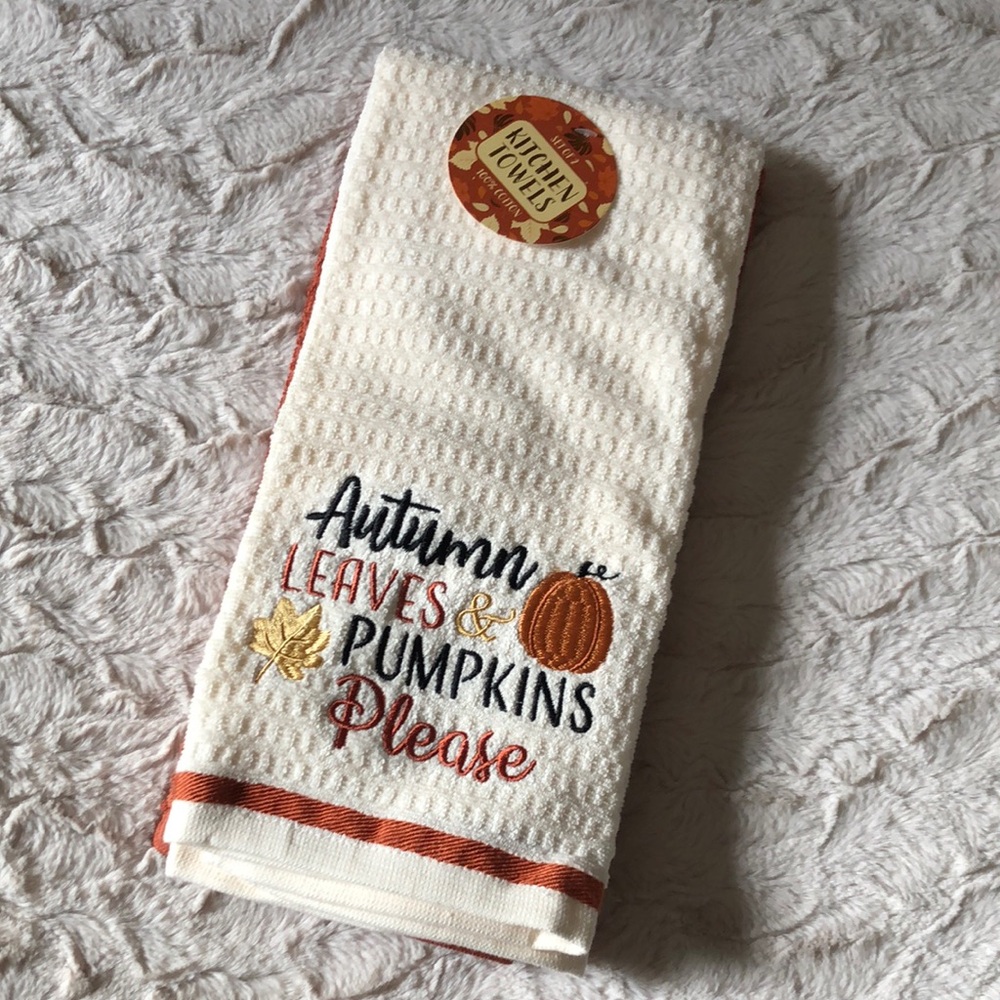 Autumn Leaves & Pumpkins Please Kitchen Towel Set